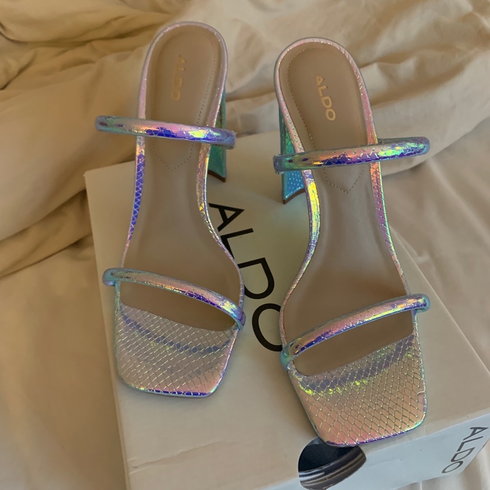 Aldo iridescent/ holographic heels